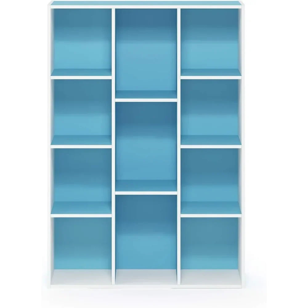 Children Bookcase / Book / Storage , 11-Cube, Book Shelf Dollhouse Bookcase, Blue