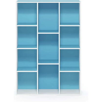 Children Bookcase / Book / Storage , 11-Cube, Book Shelf Dollhouse Bookcase, Blue