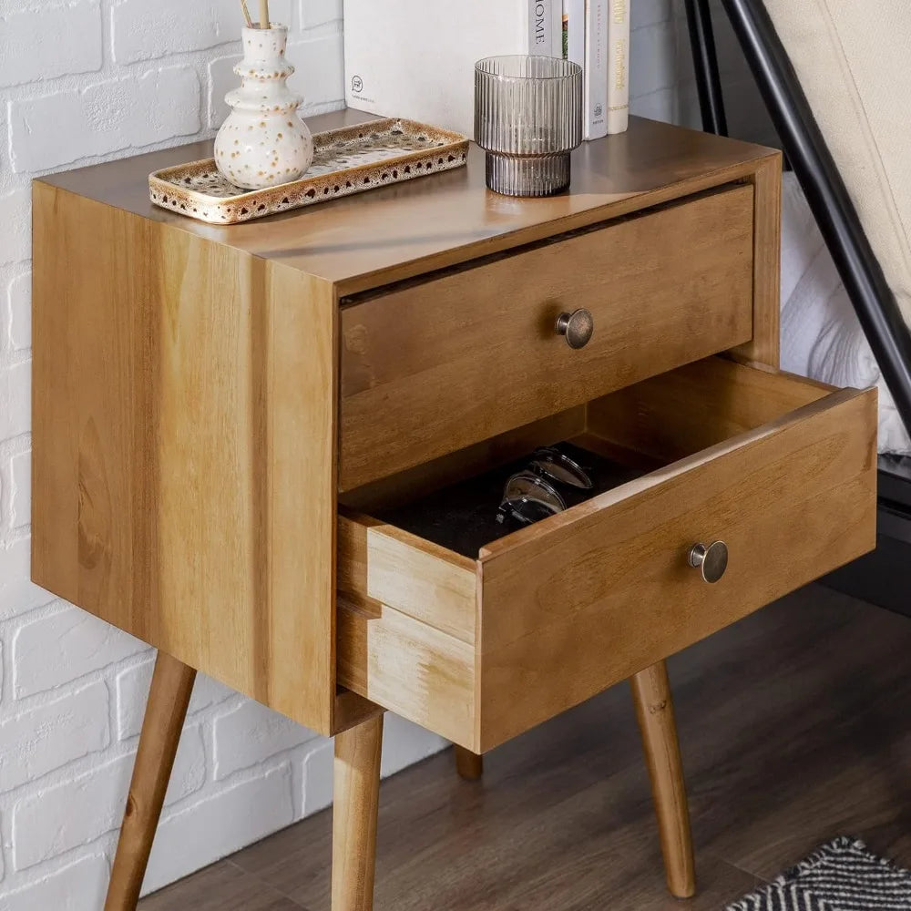 Table de chevet en bois moderne du siècle Table d'appoint Tiroir de rangement pour chambre à coucher Table de chevet Meubles Tables caramel Maison