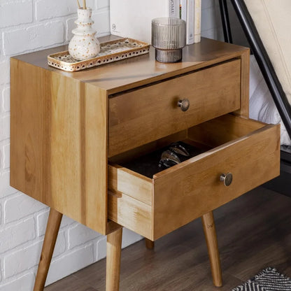 Century Modern Wood Nightstand Side Table Bedroom Storage Drawer Bedside End Table Furniture Caramel Tables Home