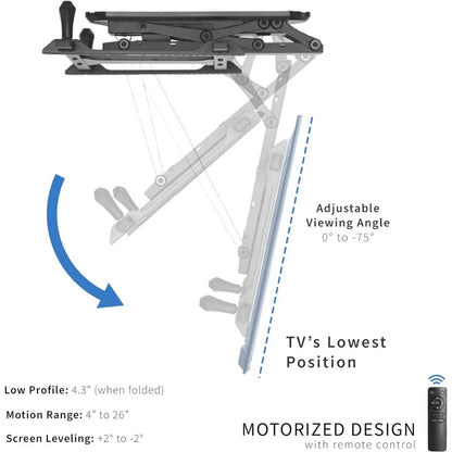 Soporte de TV de pared, soporte de TV de techo eléctrico, soporte de techo inclinado motorizado abatible grande, soporte de TV de pared