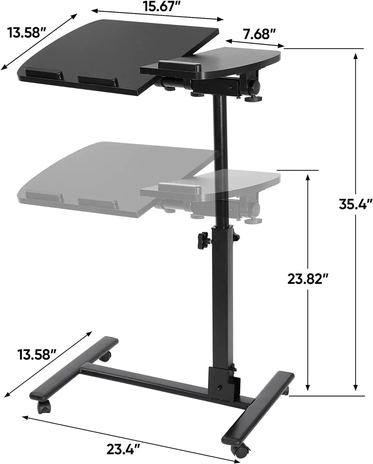 Table à roulettes réglable américaine pour ordinateur portable, support pour ordinateur portable, table inclinable, bureau, canapé-lit, table d'appoint, bureau portable, canapé/lit