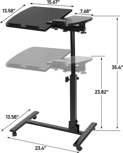 US Adjustable Rolling Table Laptop Notebook Stand Tiltable Table Top Desk Sofa Bed Side Table Portable Desk Sofa/Bed Side