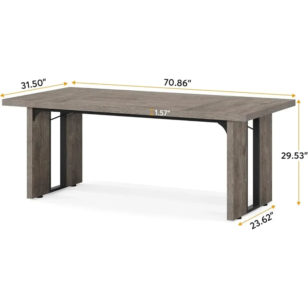 Grande table à manger pour 6 à 8 personnes, table à manger de style rustique, table à manger rectangulaire pour cuisine, salle à manger