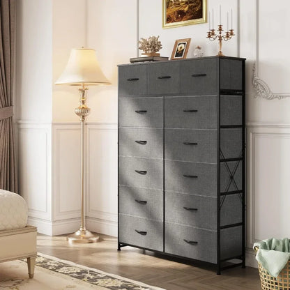 Fabric Dresser for Bedroom Tall Dresser for Bedroom With 13 Drawers Furnitures Nursery Toilet Furniture Makeup Table Steel Frame