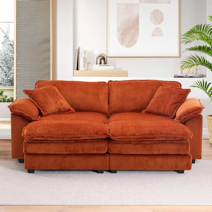 84.6" Sectional Sofa Couch for Living Room,Modern Upholstered Corduroy L Shaped Couch with Chaise,Comfy Deep Seat Loveseat Sofa