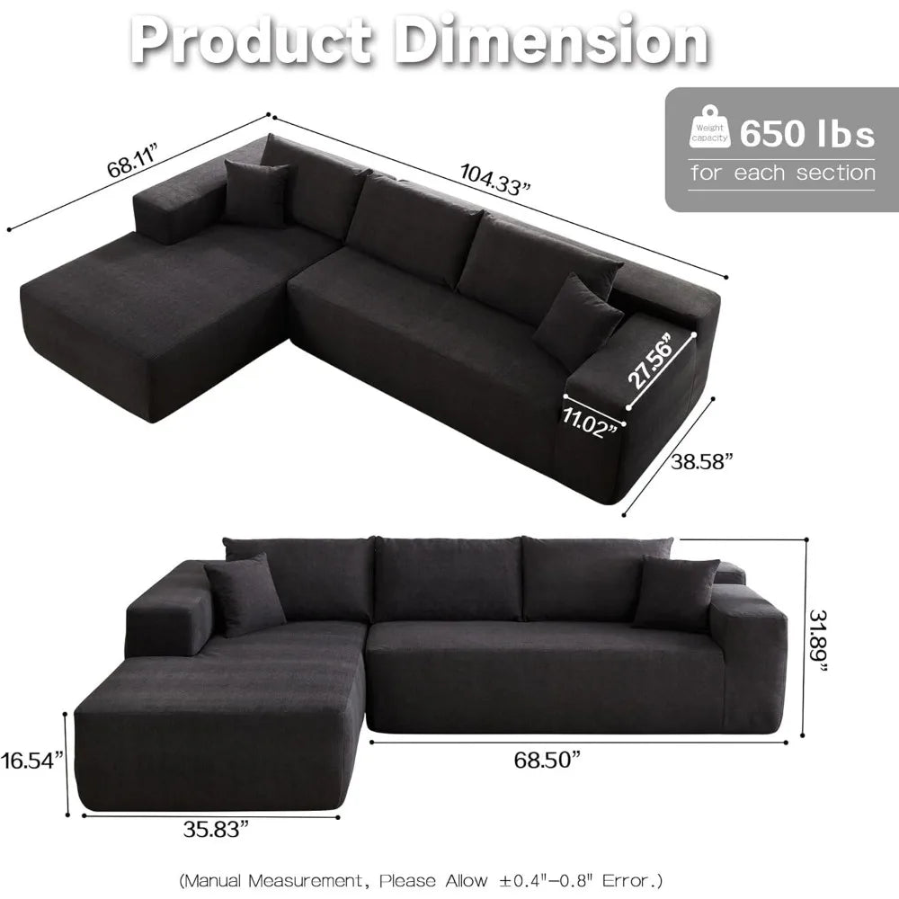 Modern L-Shape Modular Sectional Sofa,Simplified Style Upholstered Sofa Couch,2 Piece Free Combination Sofa for Living Room