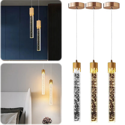 Gold Finish Ceiling Hanging Light 3 Color Dimmable Crystal LED Kitchen Island Light Adjustable Height for Dining Room Over Table