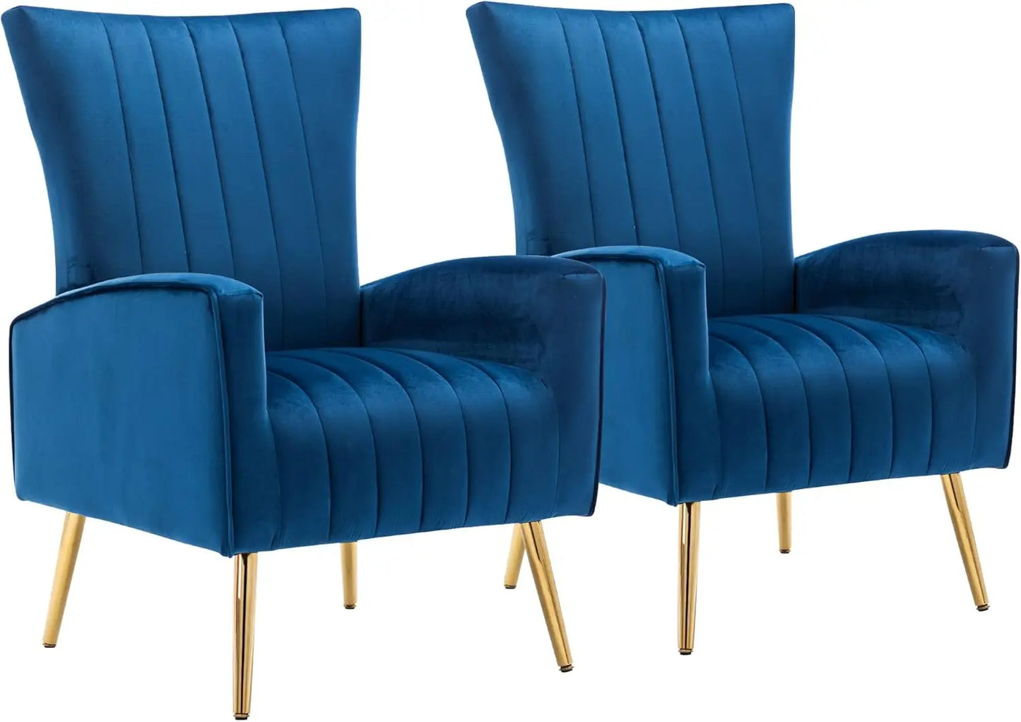 Velvet Accent Chairs Set of 2, Fabric Upholstered Accent Chair for Living Room, Wing Back Mid Century Modern Arm Chair