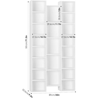 Estante, estantería, estantes, torre de almacenamiento multimedia de triple ancho y 8 niveles, torre de almacenamiento de 71 CD y DVD grandes con estantes ajustables,