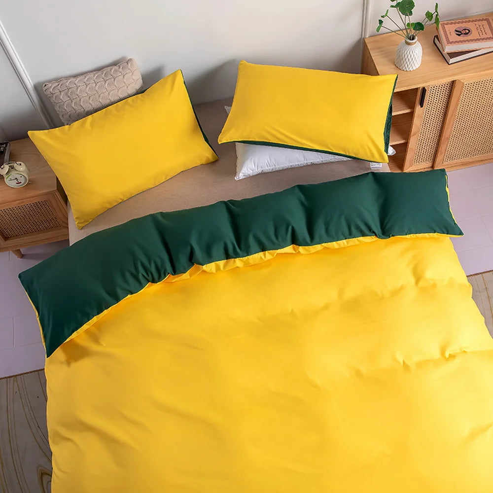 Home bedding set Double solid AB side Lemon yellow Green Duvet Cover Pillowcase US Twin FR king AU Single Queen UK Double 2/3pcs