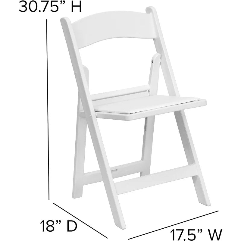 Chaise pliante de la série Hercules - Résine blanche - Ensemble de 4 Chaise d'événement confortable d'une capacité de poids de 800 lb - Wei clair