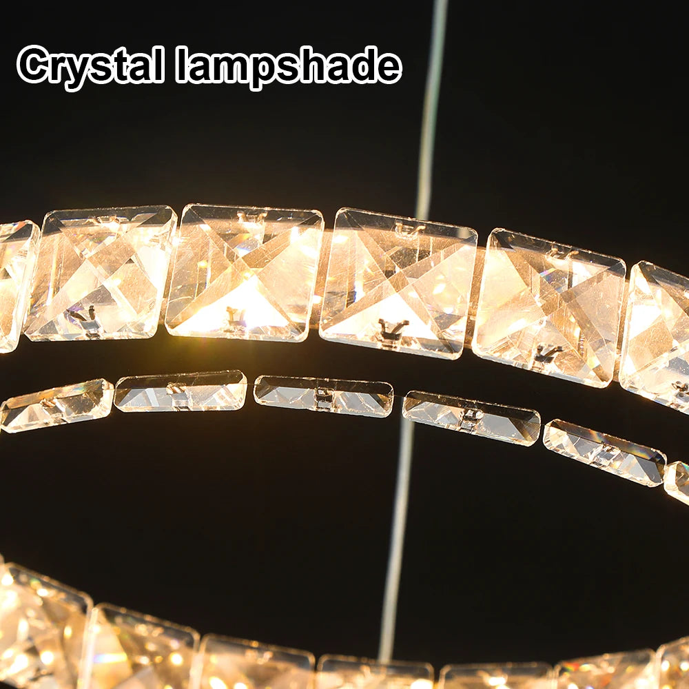 Modern Pendant Lighting Rings Led Crystal Chandelier Hanging Lustre Lamparas Ceiling Lamp Fixtures Luminaire for Living Room