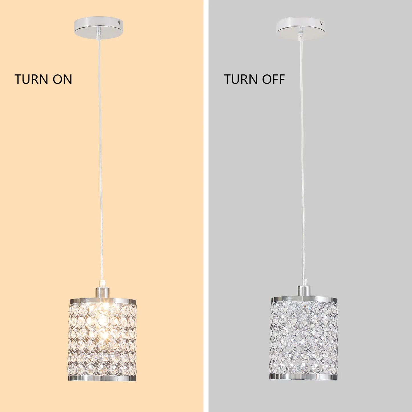 2Pcs Modern Elegant Crystal Pendant Light Clear Island Lamp Fixture Unassembed Chandelier for Living Room Bedroom Restaurant