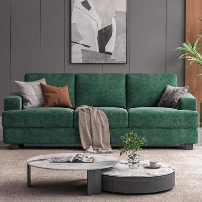 89 Inch Sofa, 3 Seater Sofa for Living Room, Modern Couchs and Sofas, Comfy Armrests and Seats and Backrests,Green