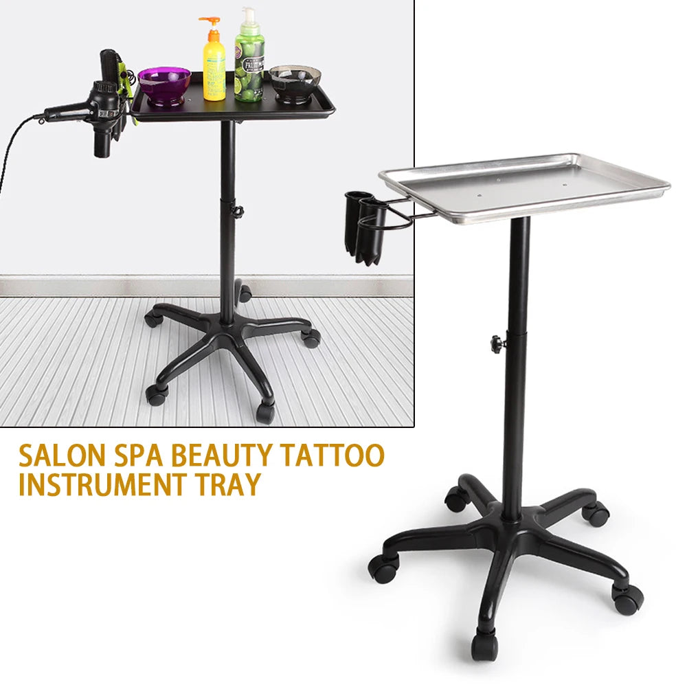 Salon Trolley Storage Cart Beauty Hair Dryer Stylist Tools Barber Equipment Tray Adjustable Height