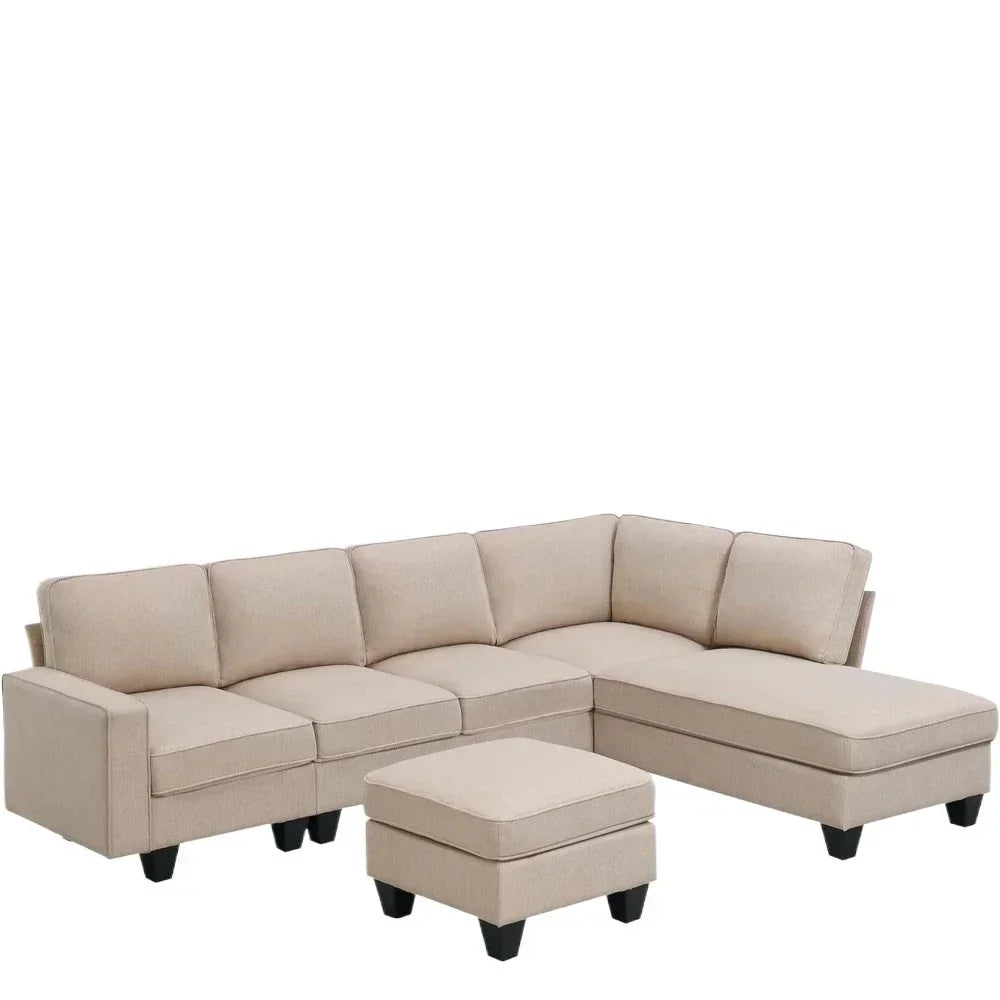 U Shape Sectional Sofa for Living Room, 7 Seat L Shaped Living Room Sofa Set with Ottoman for Living Room,Apartment,Office