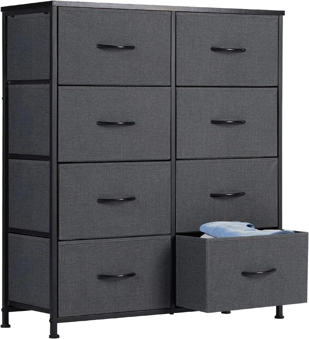 Dresser for Bedroom Drawer Dresser Organizer Storage  with 8 Drawers  Steel Frame Wood Top for Bedroom Closet Entryway