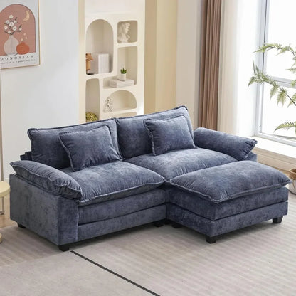 Sectional Sofa Comfy Cloud Couch for Living Room with Pillows, Modern Chenille Sofa Sleeper Deep Couches with Ottoman