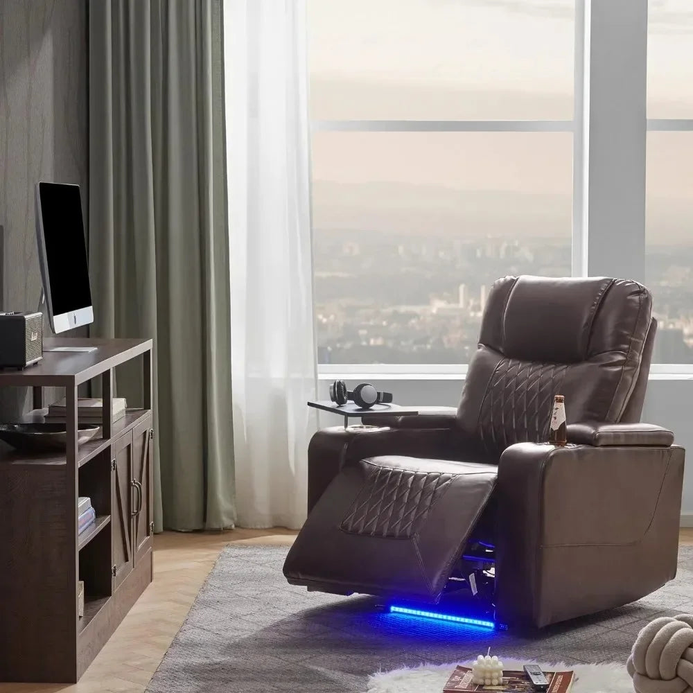 Power Motion Recliner with Ambient Lighting, USB Charge Port,Gaming Recliner Chair Home Theater Seating  chairs living room