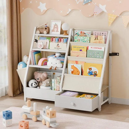 Kids Bookshelf and Toy Storage - Kids Book Shelf ,Toddler Bookshelf Baby Bookcase for Nursery, Montessori Toy Organize