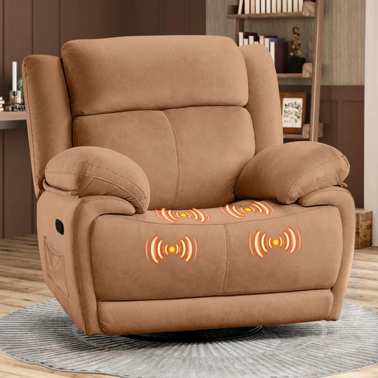 Oversized Swivel Rocking Recliner Chair with Massage, Rocker Glider Recliner Chair,Glider Recliner Nursery Chair for Living Room