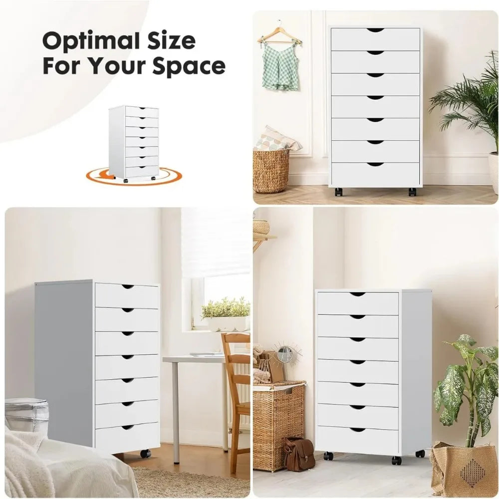 7 Chest of Drawers - Dresser Storage Cabinet Wooden Dresser, White Drawer Wooden Tissue Furniture for Office, Home