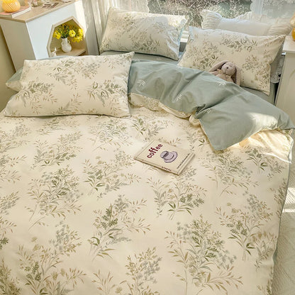 Parure de lit à imprimé floral avec housse de couette et taies d'oreiller, sans rembourrage, chaude et mignonne, avec dessin animé, pour lit queen size