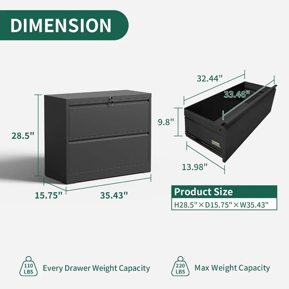 Archivador lateral con cerradura, archivadores metálicos para oficina en casa, tamaño legal/carta A4