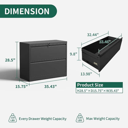 Archivador lateral con cerradura, archivadores metálicos para oficina en casa, tamaño legal/carta A4