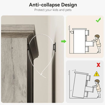 Cómoda de dormitorio, cómoda de 6 cajones con acabado en veta de madera de roble, adecuada para dormitorio, armario, sala de estar, madera, gris