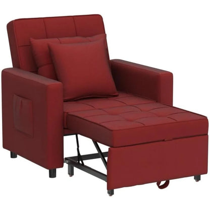 Convertible Chair Bed, Sleeper Chair Bed 3 in 1, Stepless Adjustable Backrest, Armchair, Sofa, Bed, Fleece, Single One