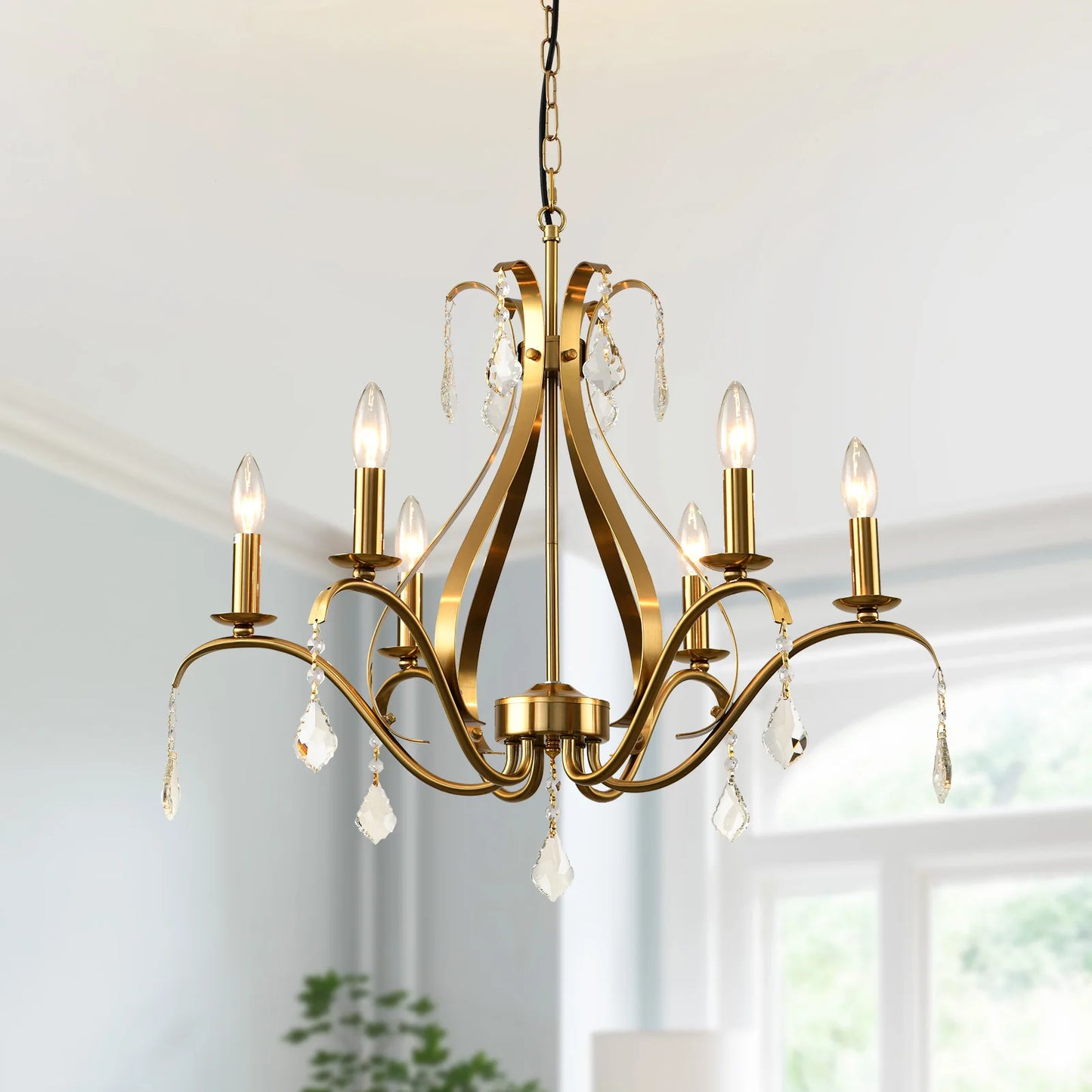 Modern Farmhouse Chandelier for Dining Room Living Room K9 Crystal Pendant Lighting Candle Chandeliers Home Decor Light Fixtures