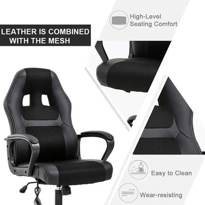 Fournitures de meublesBestOffice PC Gaming Chair Chaise de bureau de massage Chaise de bureau ergonomique Chaise de course réglable en cuir PU avec L