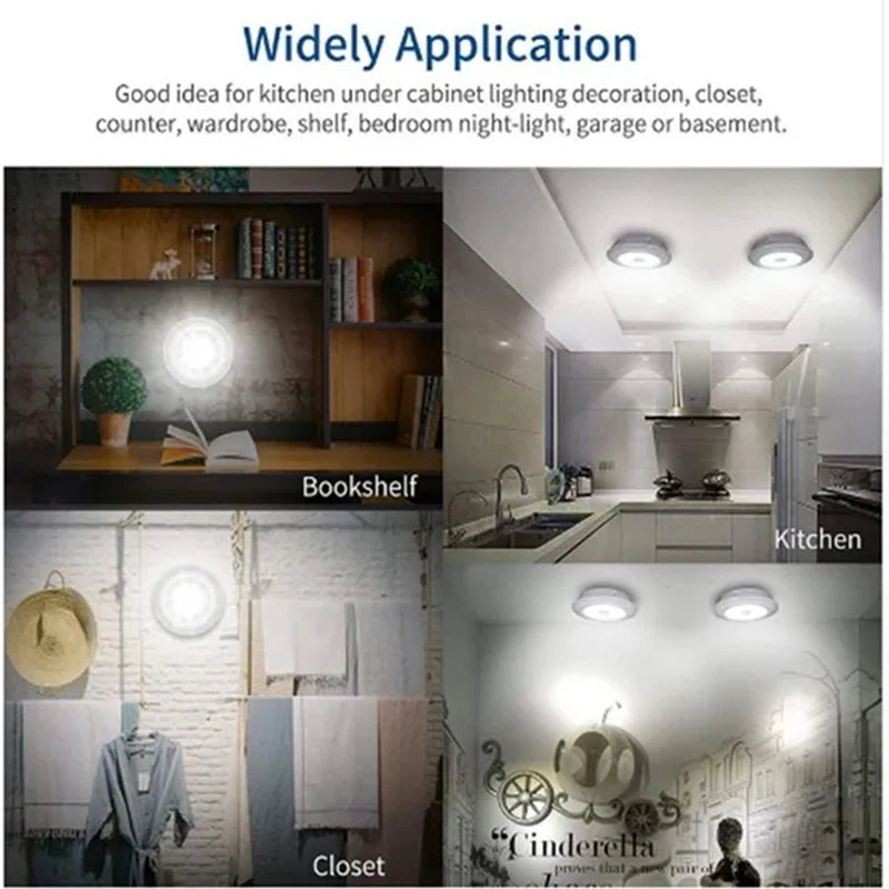 Éclairage LED à intensité variable sous l'armoire avec télécommande, éclairage LED à piles pour placards, garde-robe, salle de bain, veilleuse