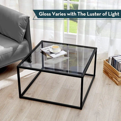 2024 New Glass Coffee Table Square Simple Center Tables for Living Room