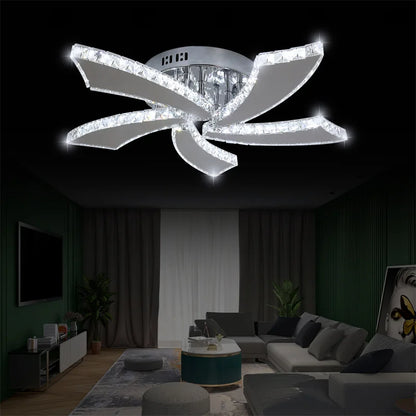 Modern Chandelier Ceiling Fan With Led Lamp Smart Remote Control Crystal Dining Room Fixtures Pendant Hanging Light Porch Lustre