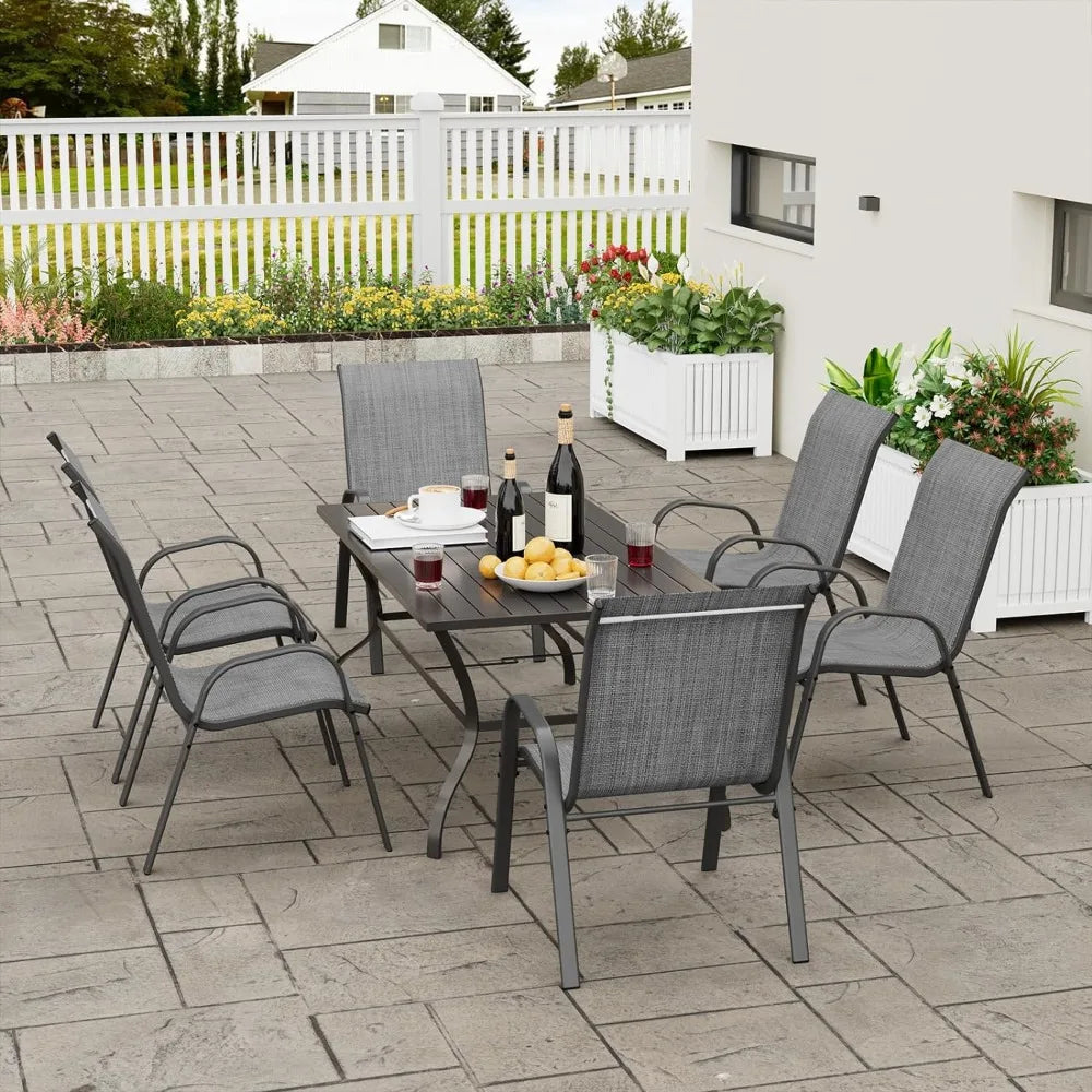 Ensemble de 4 chaises de salle à manger pour patio, chaises empilables hautes pour l'extérieur, chaises d'intérieur/extérieur, chaises de jardin pour terrasse, restaurant