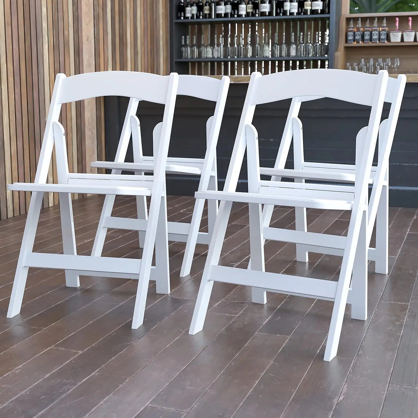 Hercules Series Folding Chair - White Resin - Set of 4 800LB Weight Capacity Comfortable Event Chair - Light Wei