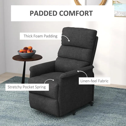 Fauteuil inclinable électrique pour personnes âgées, assemblage facile, fauteuil releveur en tissu avec télécommande, poches latérales pour le salon