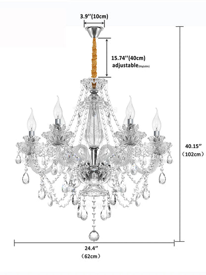 TRY-YEAN Transparent Cognac Crystal Glass 6 Arms Chandelier Glass Living Room Bedroom Dining Room Hanging Lamp Lobby Suspension