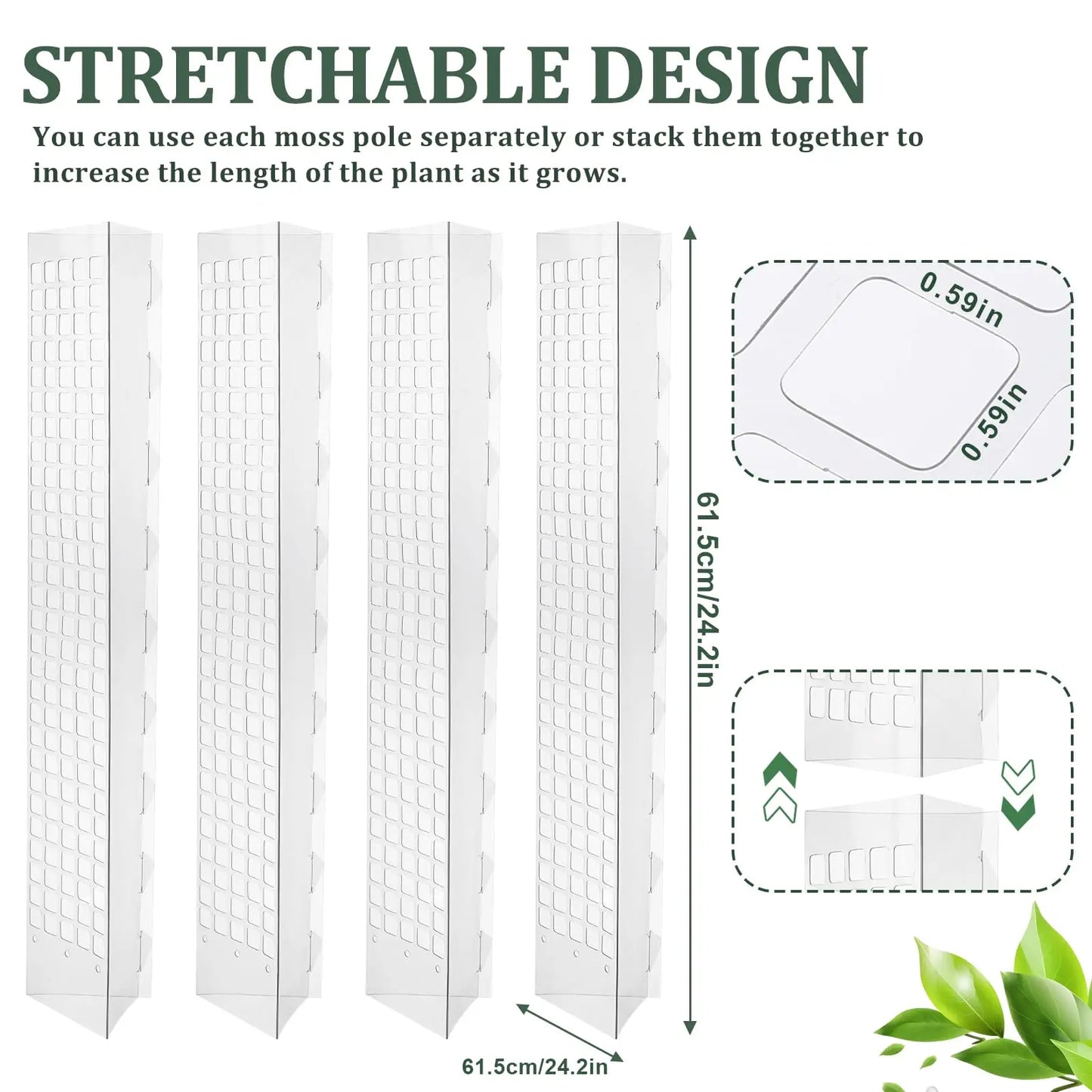 Soporte de plástico para plantas trepadoras de interior, palo de musgo, tutores, macetas, palos de musgo para el crecimiento de plantas, accesorios de soporte para jardín