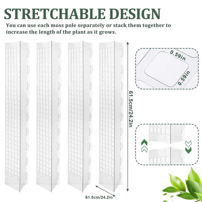 Soporte de plástico para plantas trepadoras de interior, palo de musgo, tutores, macetas, palos de musgo para el crecimiento de plantas, accesorios de soporte para jardín