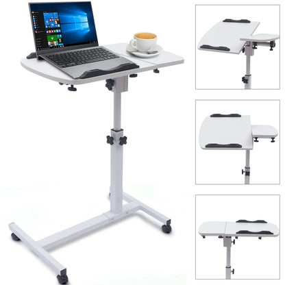 Angle & Height Adjustable Rolling Table Laptop Notebook Stand Tiltable Table Top Desk Sofa Bed Side Table