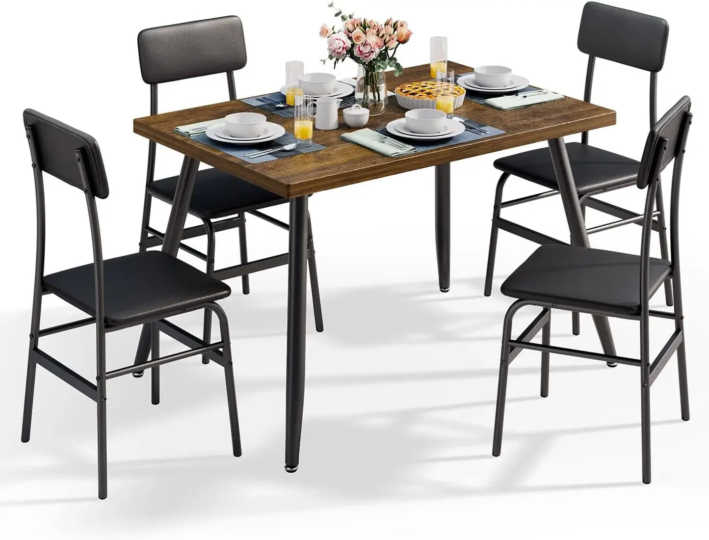 Mesa de comedor de cocina con 4 sillas para espacios pequeños Mesas y sillas de comedor Juego de comedor para apartamento Muebles para dormitorio