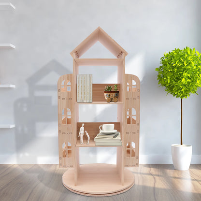 Étagère à livres rotative en bois à 360 °, étagère de rangement sur pied, support d'affichage pour enfants, étagère à livres pour enfants