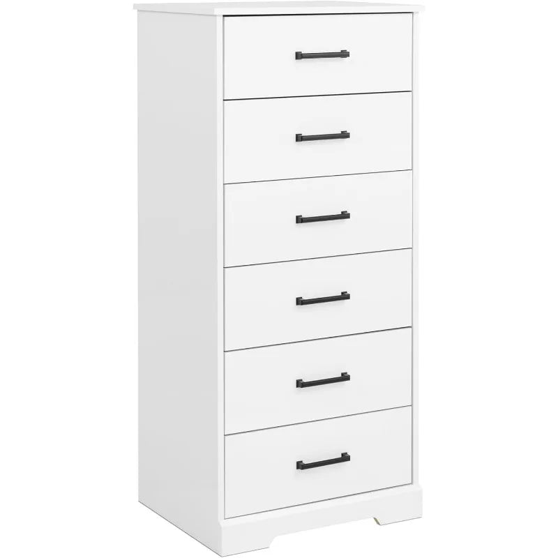 Astrid Tall White Dresser: 16"D x 20"W x 52"H, 6-Drawer Chest for Bedroom by Prepac - Perfect Chest of Drawers for Ample