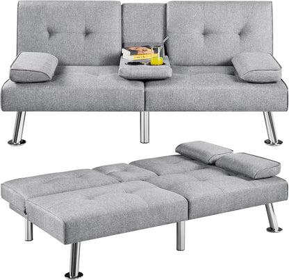 Sofa Bed Adjustmentsofa Double-sided Doublesofa Folding Sofa Bed Guestbed,cupholder,Bed Modern Artificial Leather Lounge Chair