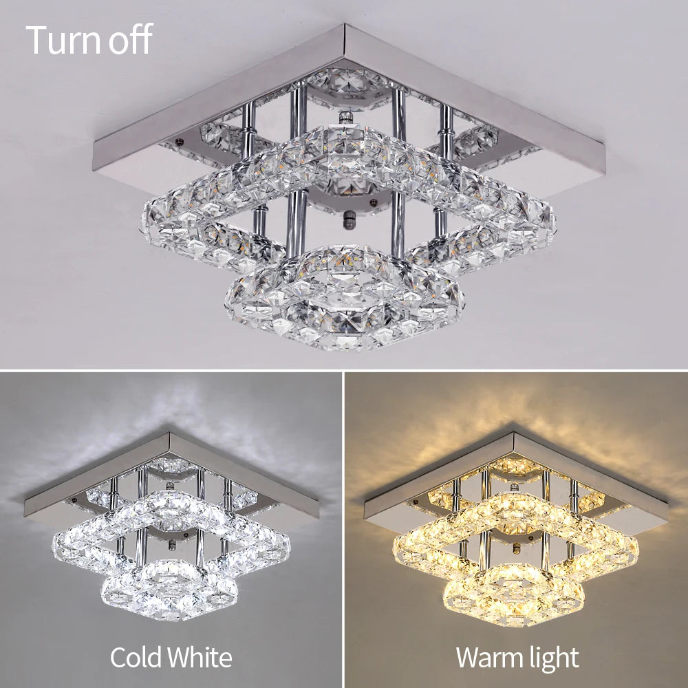 Lustre de plafond en cristal K9, luminaire suspendu pour couloir d'intérieur, éclairage de vestiaire, luminaire de plafond décoratif à LED pour allée