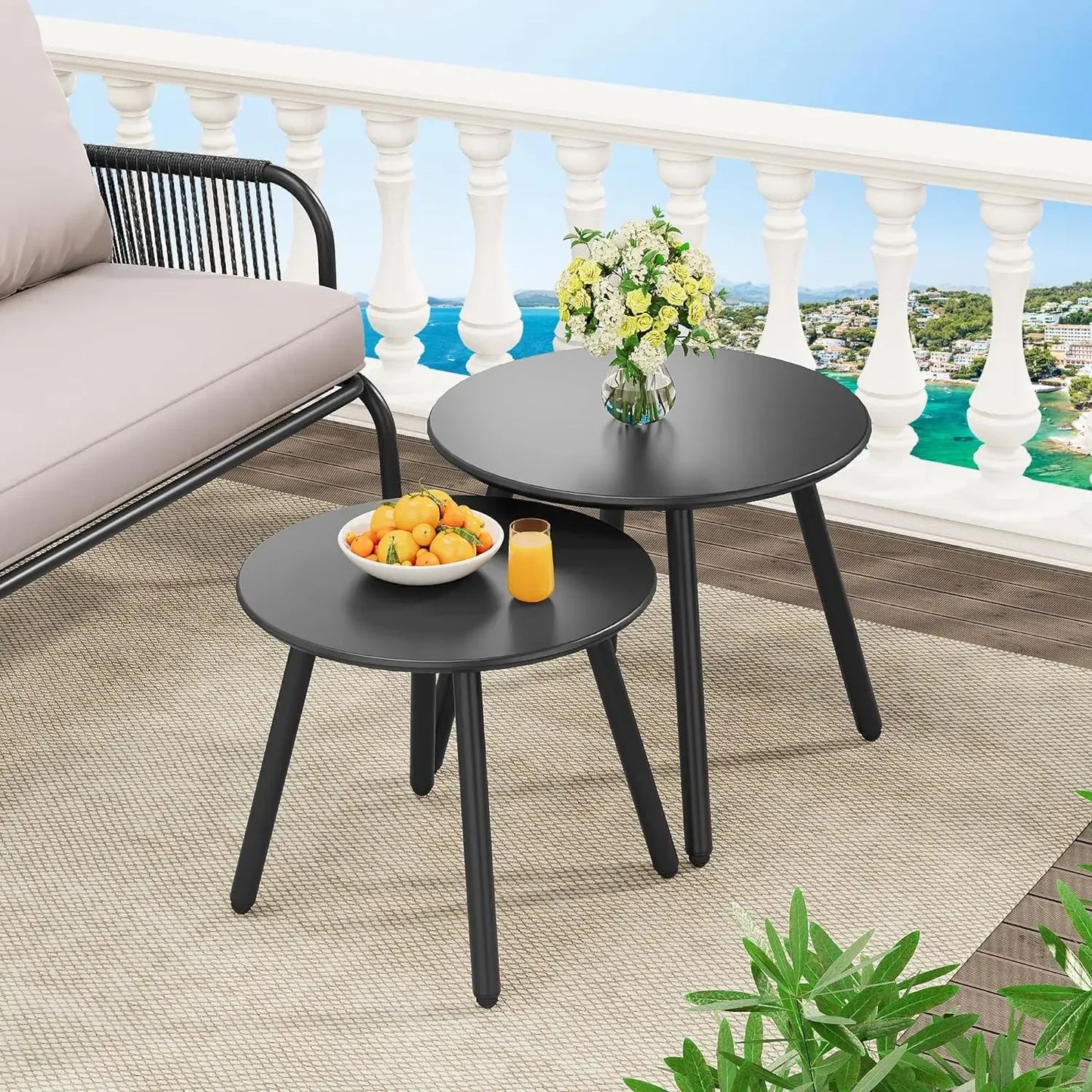 4-Piece Patio Furniture Wicker Outdoor Bistro Set, All-Weather Chairs , Balcony and Deck with Soft Cushions and Metal Table